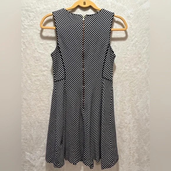Banana Republic Chevron Stripe Dress Flattering Fit Flare Parisian Chic - Picture 8 of 8